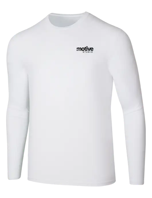 Seriously Soft White Long Sleeve T-Shirt w/Motive Studio Logo