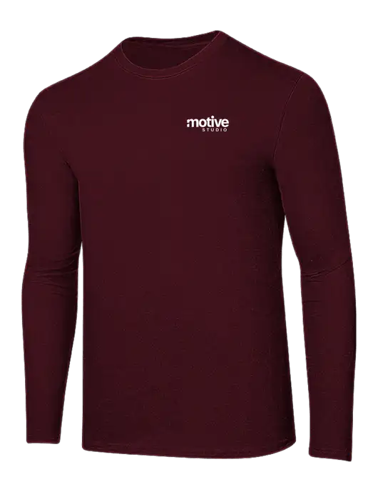 Ring Spun Maroon 4.5 oz Long Sleeve T-Shirt w/Motive Studio Logo