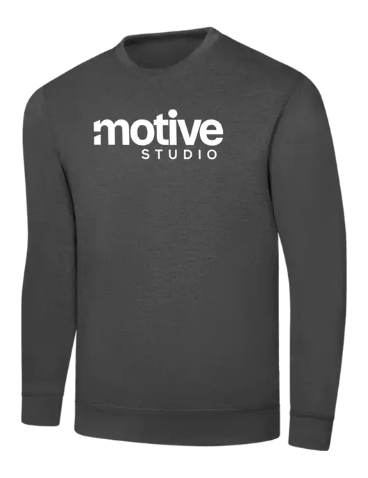 Charcoal 7.8 oz Ring Spun Crew Sweatshirt w/Motive Studio Logo