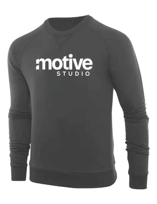 Allmade Charcoal Grey Organic French Terry Crewneck Sweatshirt w/Motive Studio Logo
