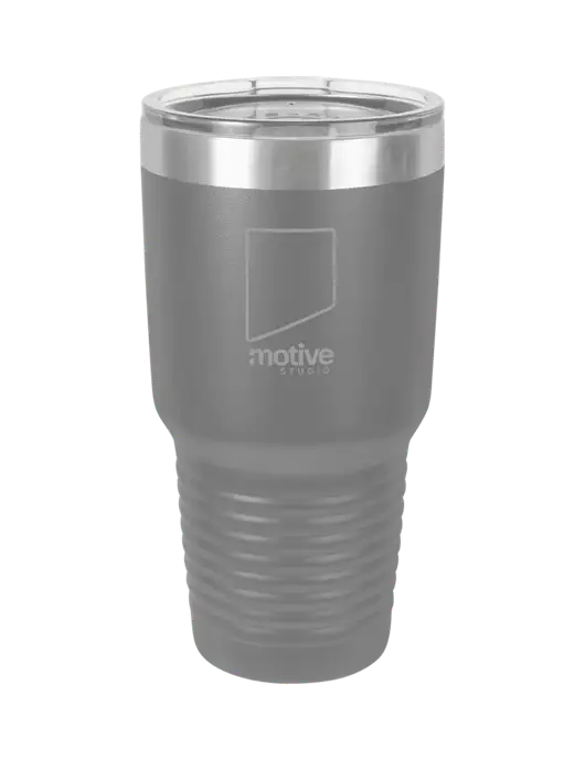 Polar Camel 30 oz Powder Coated Grey Vacuum Insulated Tumbler w/Motive Studio Logo