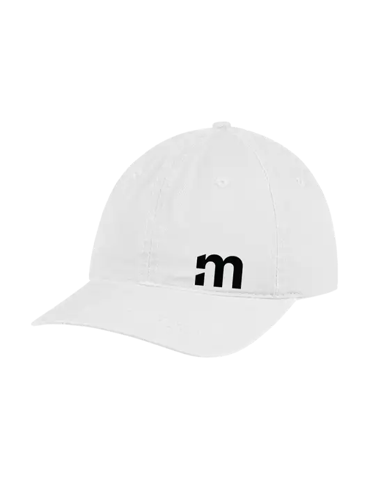 Garment Washed Unstructured Twill White Cap w/m Icon Logo