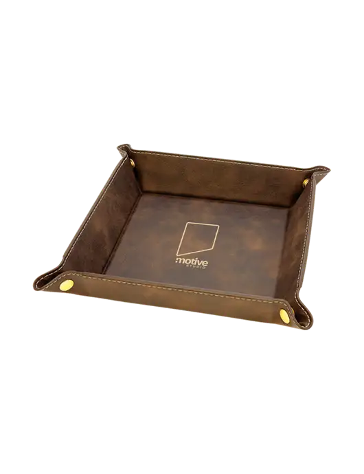 Rustic Leatherette Valet Tray, 6 x 6 w/Motive Studio Logo