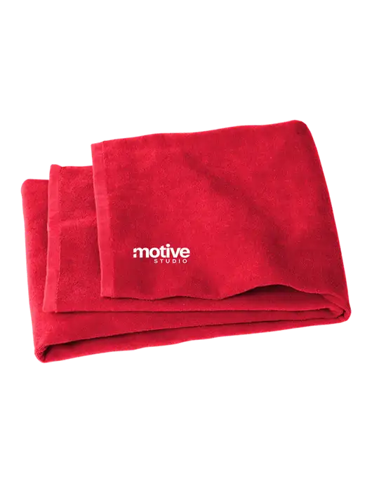 Red Beach Towel w/Motive Studio Logo