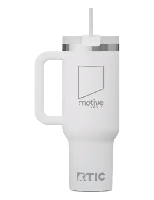 RTIC Road Trip 40 oz White Tumbler  w/Motive Studio Logo
