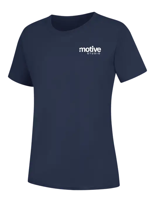 Womens Navy Core Blend Tee w/Motive Studio Logo