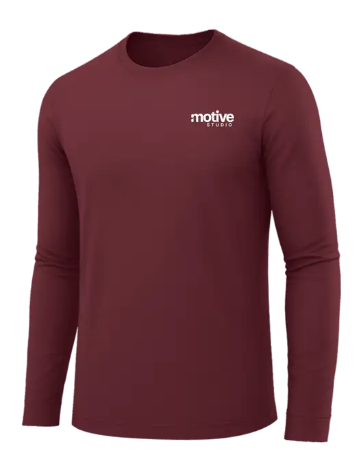 Long Sleeve Maroon PosiCharge Competitor Tee w/Motive Studio Logo