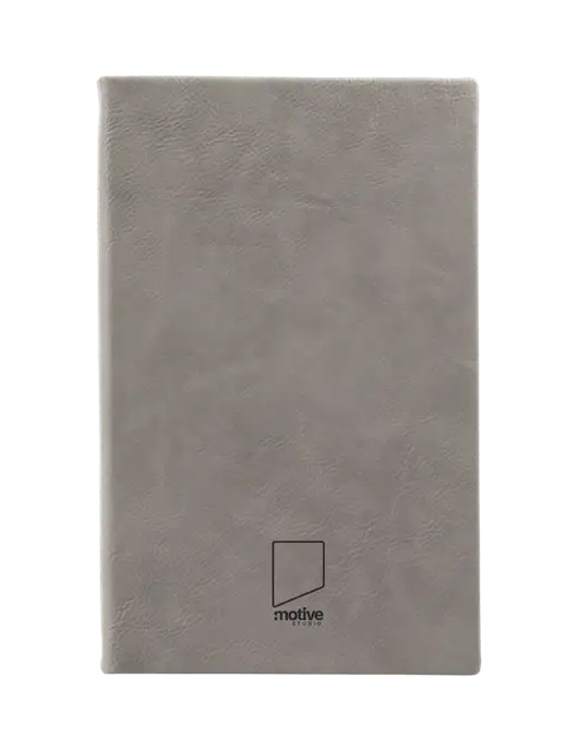 Grey Leatherette 5.25 x 8.25 Journal w/Motive Studio Logo