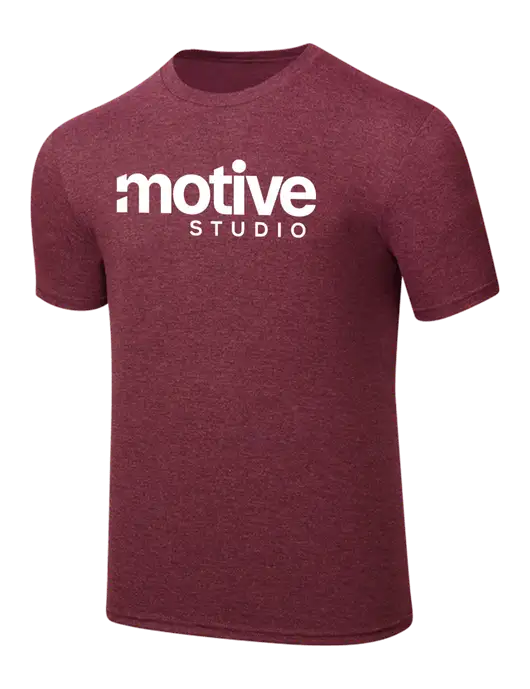 Simply Soft Maroon Frost 4.5oz  Poly/Combed Ring Spun Cotton T-Shirt w/Motive Studio Logo