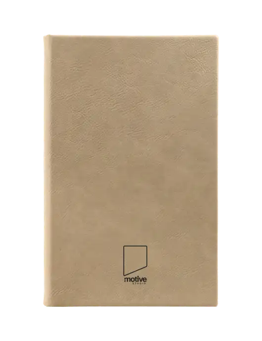 Tan Leatherette 5.25 x 8.25 Journal w/Motive Studio Logo