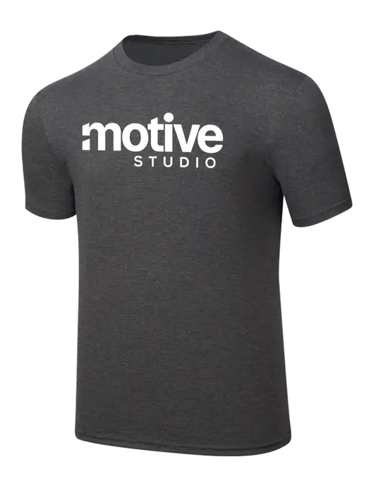 Simply Soft Heathered Charcoal 4.5oz  Poly/Combed Ring Spun Cotton T-Shirt w/Motive Studio Logo