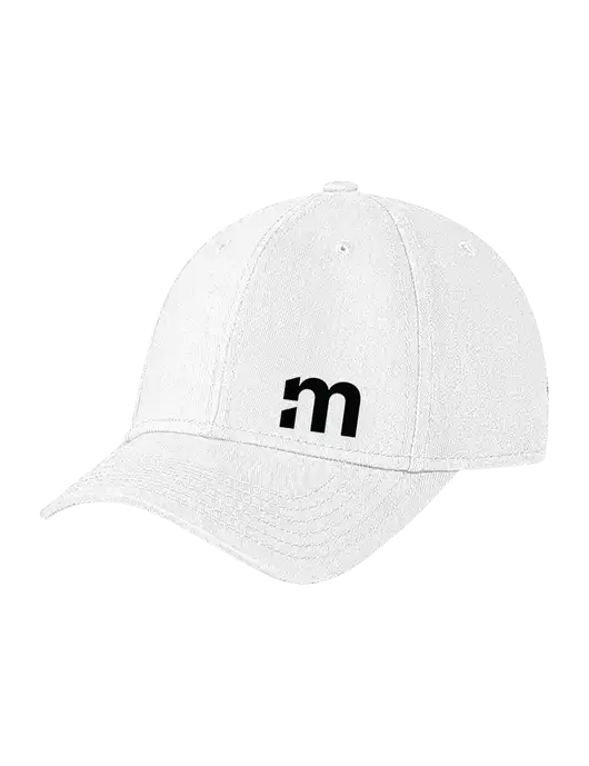 White Structured Soft Snap Closure Hook & Loop Cap w/m Icon Logo