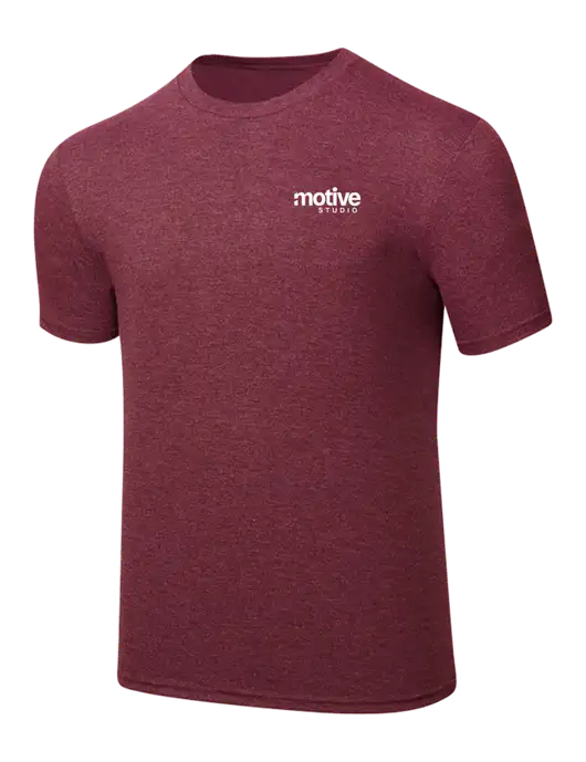 Simply Soft Maroon Frost 4.5oz  Poly/Combed Ring Spun Cotton T-Shirt w/Motive Studio Logo