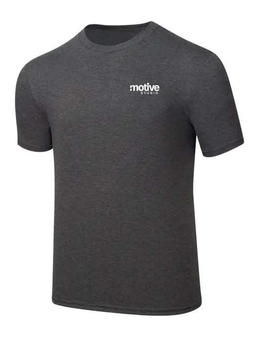 Simply Soft Heathered Charcoal 4.5oz  Poly/Combed Ring Spun Cotton T-Shirt w/Motive Studio Logo