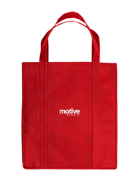Eco Reusable Jumbo Red Shopping Bag w/Motive Studio Logo