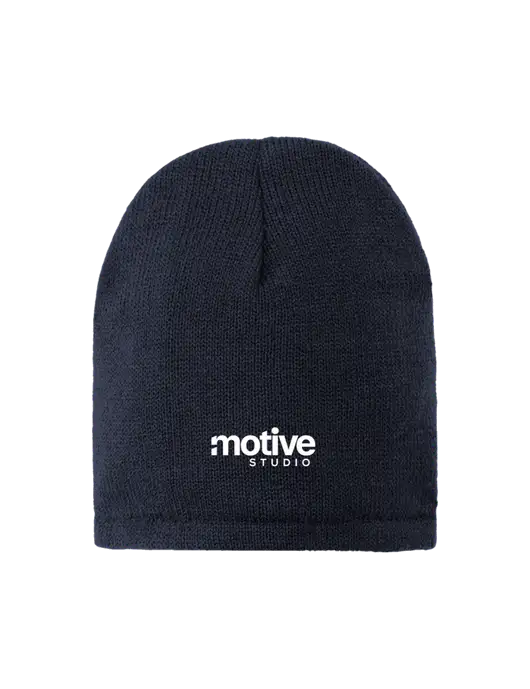Dark Navy Fleece-Lined Beanie Cap w/Motive Studio Logo