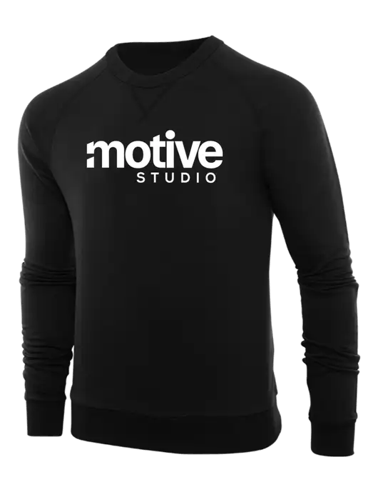 Allmade Deep Black Organic French Terry Crewneck Sweatshirt w/Motive Studio Logo