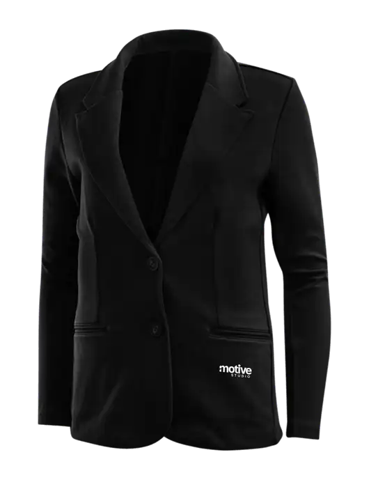 Black Womens Knit Blazer w/Motive Studio Logo