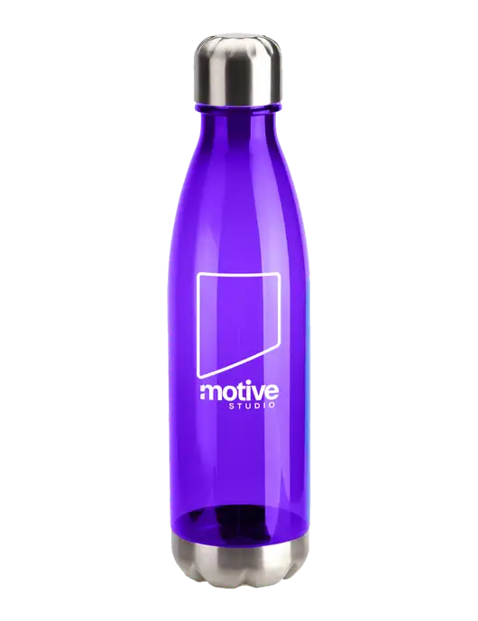 Bayside Tritan Purple 25 oz Bottle with Stainless Base and Cap w/Motive Studio Logo
