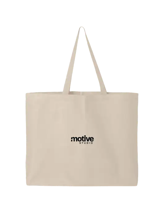 Sturdy Canvas Tan Tote w/Motive Studio Logo
