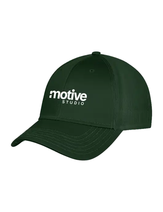 Dark Green Mesh Trucker Cap Snap Back w/Motive Studio Logo