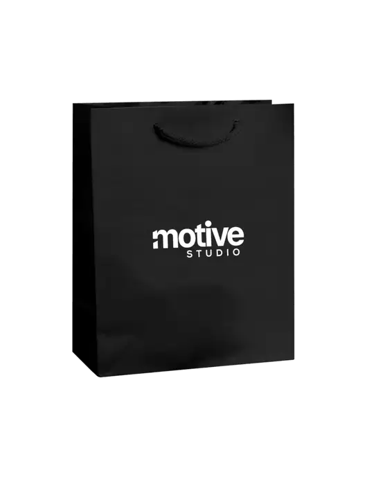 Black Gift Bag Matte 8x10 w/Motive Studio Logo