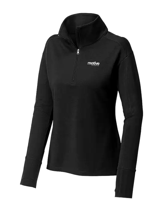 Womens Sport-Wick Flex Fleece Black 1/4-Zip w/Motive Studio Logo