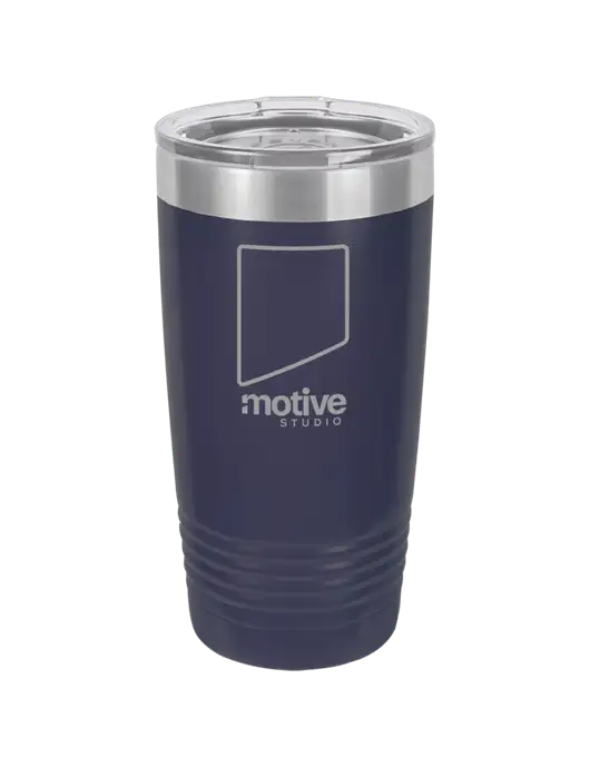 Polar Camel 20 oz Powder Coated Navy Vacuum Insulated Tumbler w/Motive Studio Logo