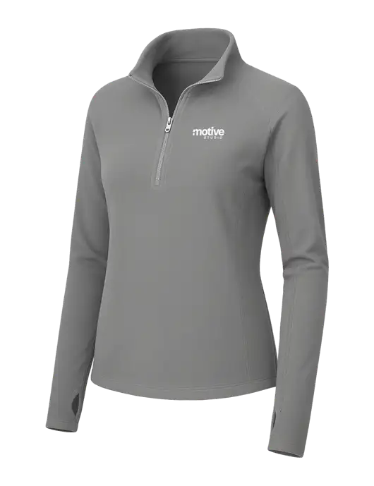 Womens Medium Grey Microfleece 1/2 Zip Pullover w/Motive Studio Logo