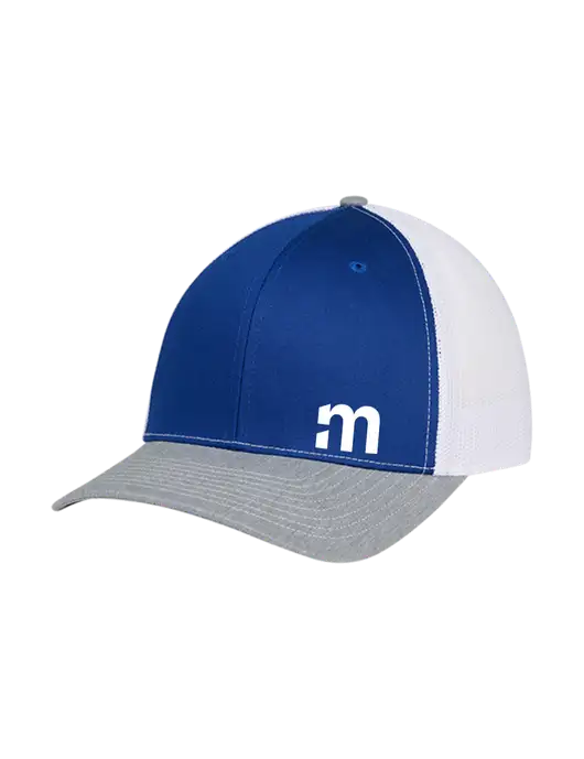 Richardson Adjustable Snapback Original 112 Trucker Cap Royal/HeatherGrey/White Mesh w/m Icon Logo