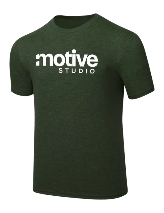 Simply Soft Heathered Forest Green 4.5oz  Poly/Combed Ring Spun Cotton T-Shirt w/Motive Studio Logo