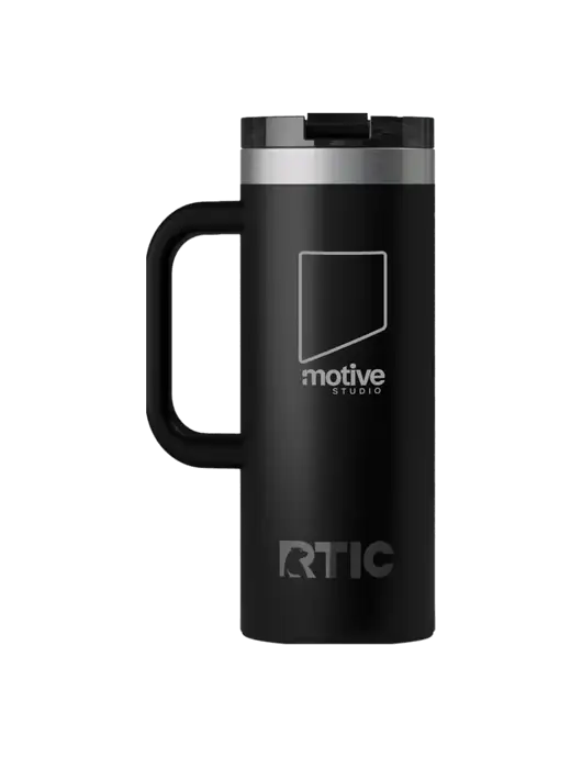 RTIC Road Trip 20 oz Black Travel Mug w/Motive Studio Logo