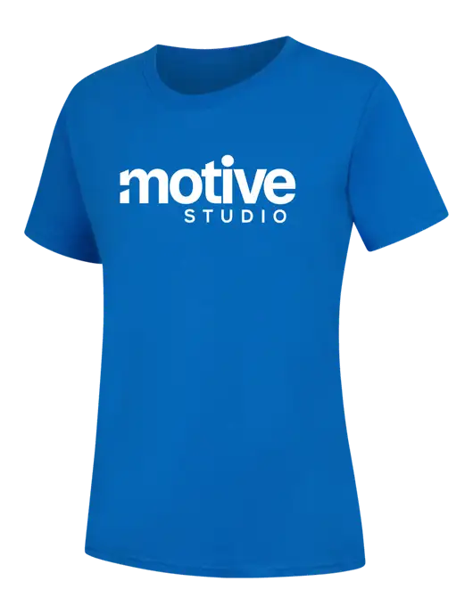 Womens Royal Blue Core Blend Tee w/Motive Studio Logo
