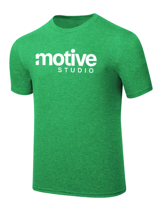 Simply Soft Kelly Green Frost 4.5oz  Poly/Combed Ring Spun Cotton T-Shirt w/Motive Studio Logo