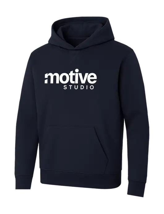 Allmade Dark Navy Organic French Terry Pullover Hoodie w/Motive Studio Logo