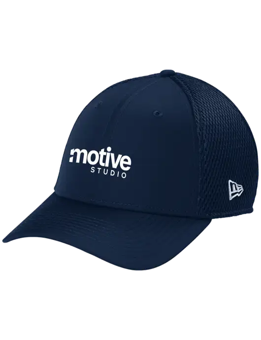 New Era 39THIRTY Performance Stretch Dark Navy Mesh Cap w/Motive Studio Logo