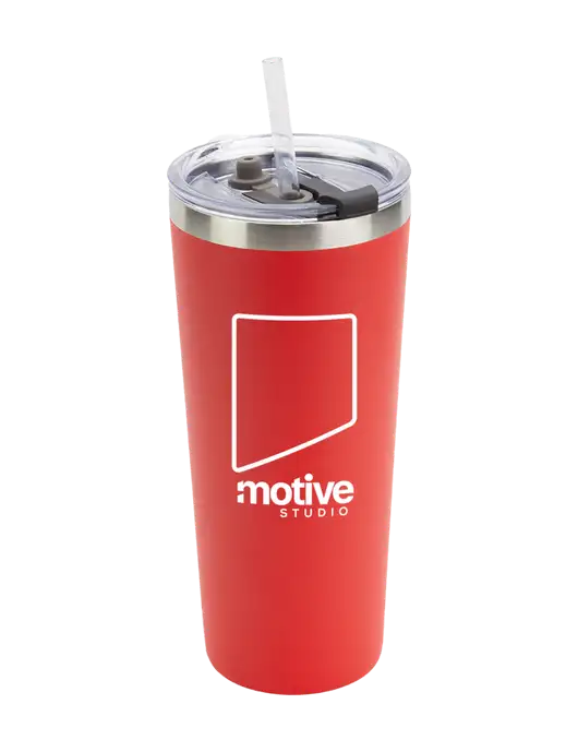 Brighton Red 20 oz Insulated Tumbler & Straw w/Motive Studio Logo
