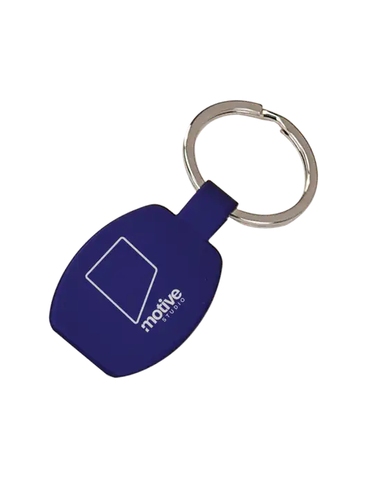 Royal Laserable Rounded Rectangle Keychain w/Motive Studio Logo