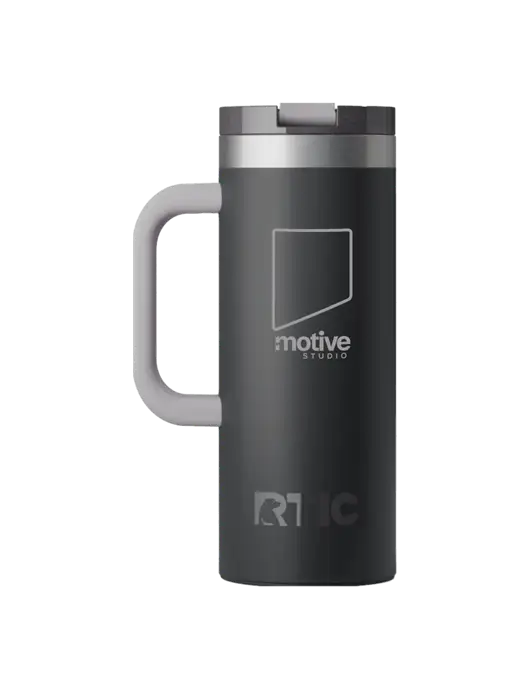RTIC Road Trip 20 oz Charcoal Travel Mug w/Motive Studio Logo