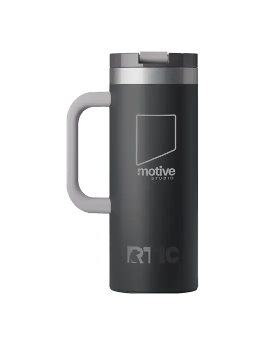 RTIC Road Trip 20 oz Charcoal Travel Mug w/Motive Studio Logo