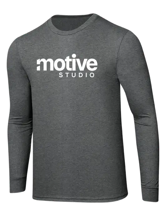 Simply Soft Long Sleeve Medium Grey Frost 4.5 oz, Poly/Combed Ring Spun Cotton T-Shirt w/Motive Studio Logo