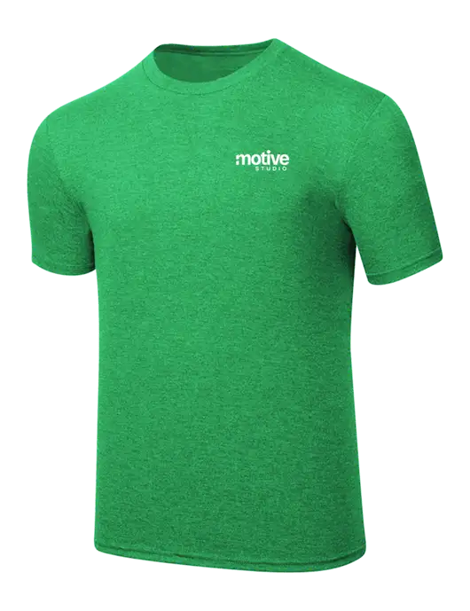 Simply Soft Kelly Green Frost 4.5oz  Poly/Combed Ring Spun Cotton T-Shirt w/Motive Studio Logo