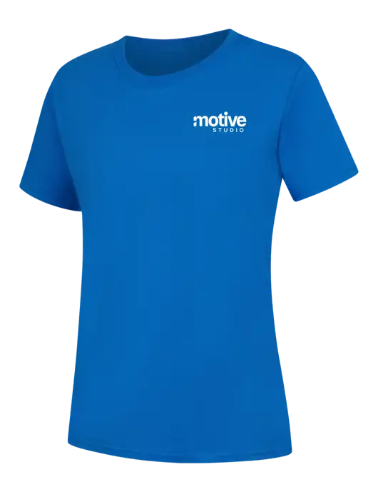 Womens Royal Blue Core Blend Tee w/Motive Studio Logo