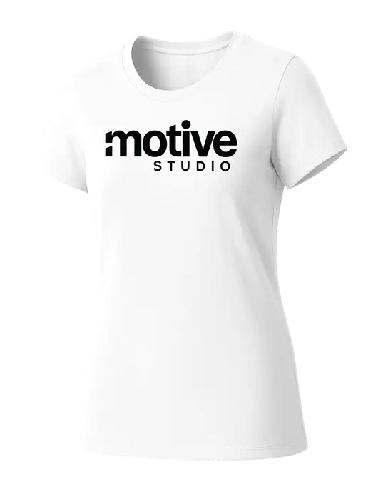 Womens Seriously Soft White T-Shirt w/Motive Studio Logo
