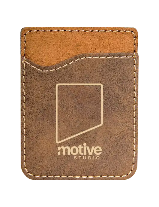Rustic Laserable Leatherette Phone Wallet w/Motive Studio Logo