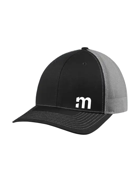 Richardson Adjustable Snapback Original 112 Trucker Cap Black w/Charcoal Mesh w/m Icon Logo