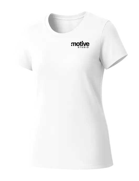 Womens Seriously Soft White T-Shirt w/Motive Studio Logo
