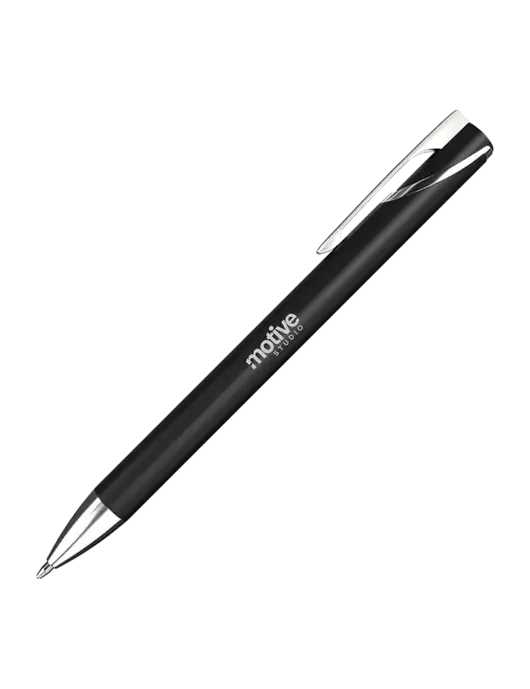 Black/Chrome HyperNova Ballpoint Pen - Black Ink w/Motive Studio Logo