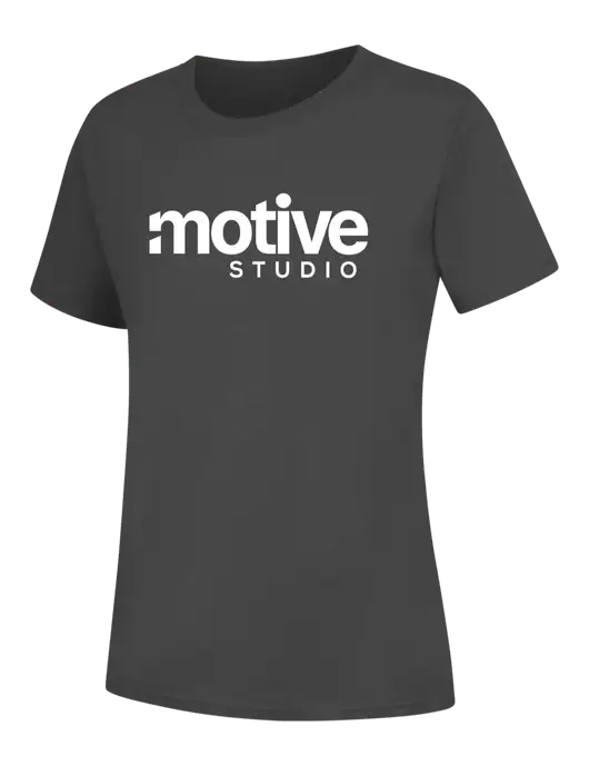 Womens Charcoal Core Blend Tee w/Motive Studio Logo