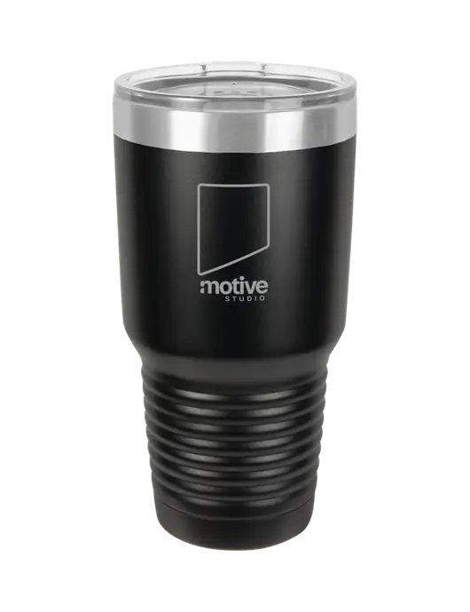 Polar Camel 30 oz Powder Coated Black Vacuum Insulated Tumbler w/Motive Studio Logo